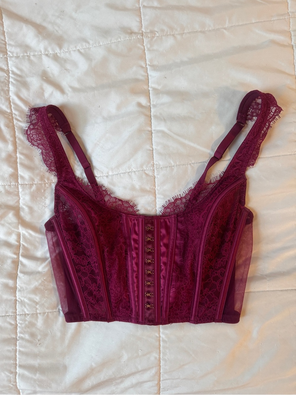 Lace Corset Bralette in Deep Wine